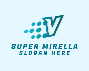 Round - Digital Pixels Letter V logo design