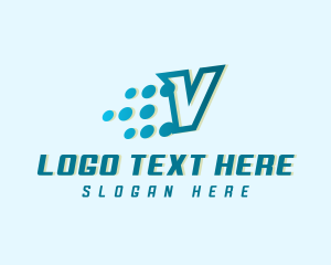 Cyberspace - Digital Pixels Letter V logo design