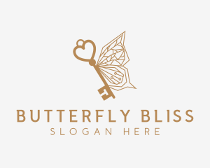 Butterfly - Gold Butterfly Key logo design