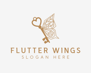 Butterfly - Gold Butterfly Key logo design