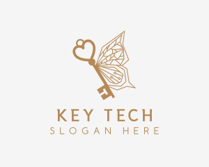 Gold Butterfly Key logo design