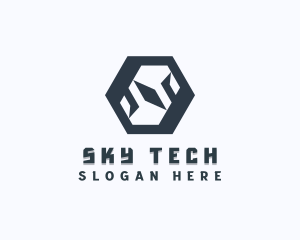 Tech Hexagon Letter S logo design