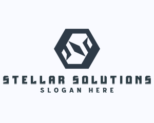 Tech Hexagon Letter S logo design