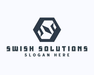 Tech Hexagon Letter S logo design