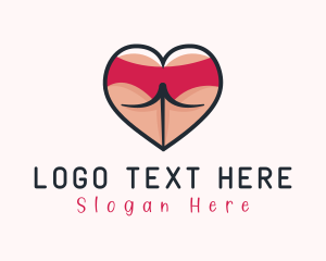 Naughty - Sexy Lingerie Butt logo design