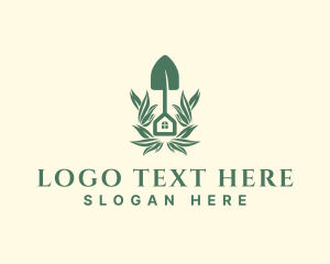 Leaves - Garden House Shovel logo design