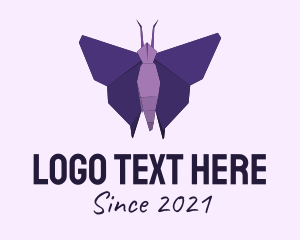 Butterfly Farm - Purple Origami Butterfly logo design