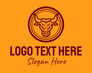 Chinese - Red Ox Head Zodiac logo design