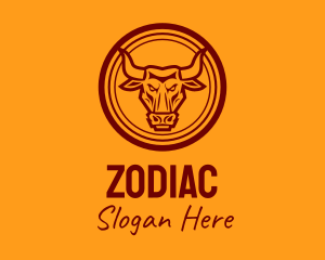 Red Ox Head Zodiac logo design