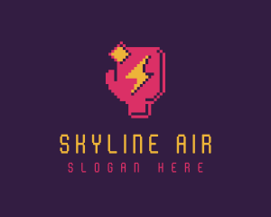 Pixelated - Lightning Boxing Glove logo design