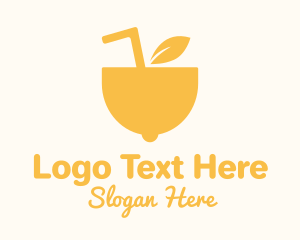 Straw - Yellow Lemon Juice logo design