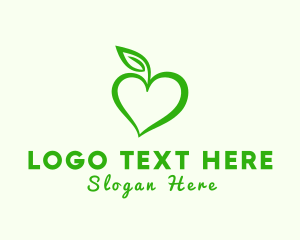 Healthy - Green Heart Leaf logo design