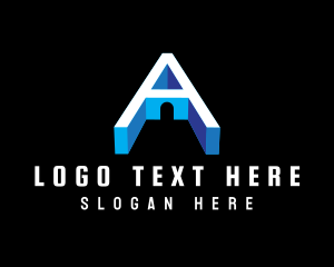 3d Architecture Letter A logo design