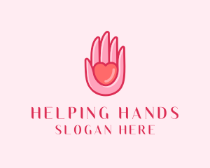 Aid - Care Heart Hand logo design