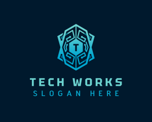 Cyber Tech Shield logo design