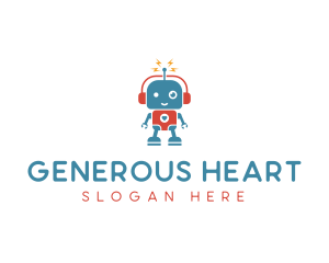 Cute Heart Robot Toys logo design