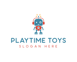 Toys - Cute Heart Robot Toys logo design
