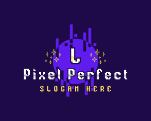 Pixelated Planet Arcade logo design