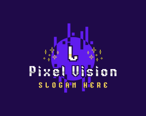 Pixelated Planet Arcade logo design