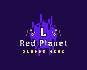 Pixelated Planet Arcade logo design