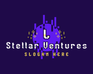 Pixelated Planet Arcade logo design