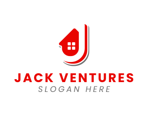 Red Realty Letter J logo design