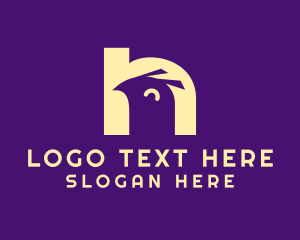 Negative Space - Simple Bird Letter H logo design
