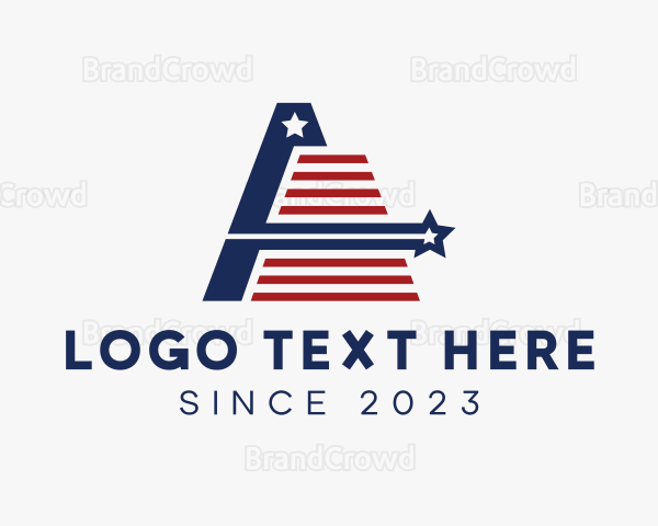 USA Flag Letter A Logo