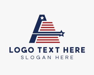 USA Flag Letter A  Logo
