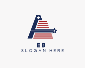 United States - Patriotic Flag Letter A logo design
