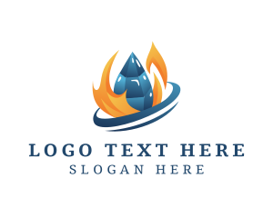Water Drop - Ice Flame Heating Cooling logo design