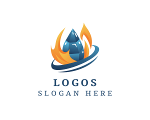 Heating - Ice Flame Heating Cooling logo design