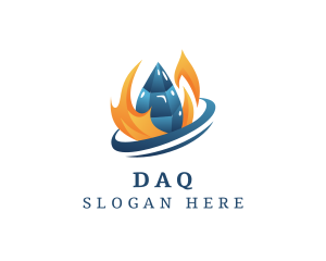 Fire - Ice Flame Heating Cooling logo design