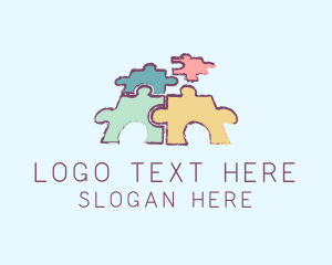 Parenting - Kindergarten Toddler Puzzle logo design