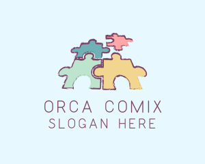 Jigsaw - Kindergarten Toddler Puzzle logo design