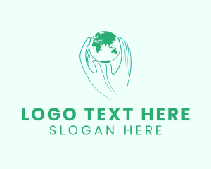 Globe - Green Hands Earth logo design