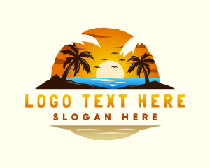 Vacation - Island Beach Palm Tree logo design