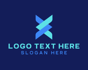 Vlog - Blue Arrow Letter X logo design