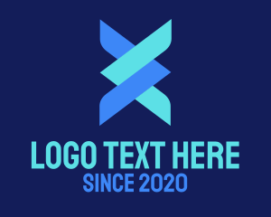 Social Media - Blue Arrow Letter X logo design