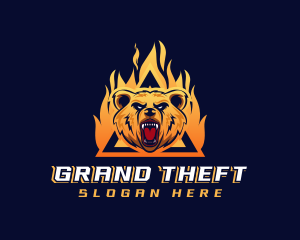Bear - Fire Bear Shield Gaming logo design