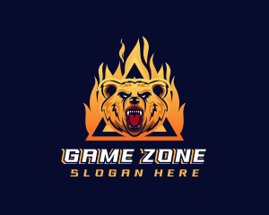 Fire Bear Shield Gaming logo design