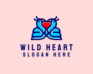 Peacock Bird Heart logo design