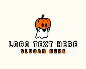 Cartoon - Ghost Pumpkin Halloween logo design