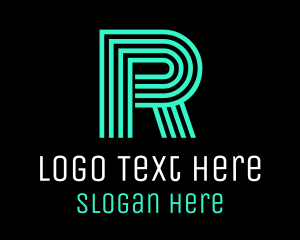 Uppercase - Striped Blue Letter R logo design
