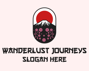 Travelling - Mount Fuji Cherry Blossom logo design