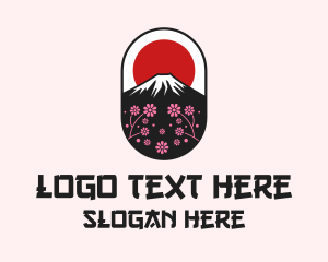 Tourist Spot - Mount Fuji Cherry Blossom logo design