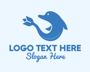 Ocean Creature - Blue Flower Dolphin logo design