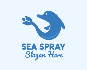 Blue Flower Dolphin logo design