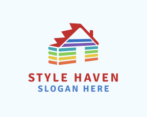 Hut - Rainbow Wood Cabin logo design