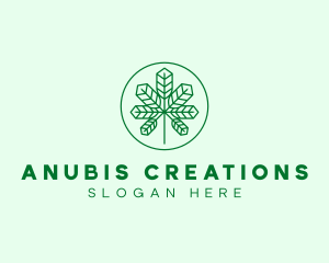 Geometric Cannabis Marijuana Leaf logo design